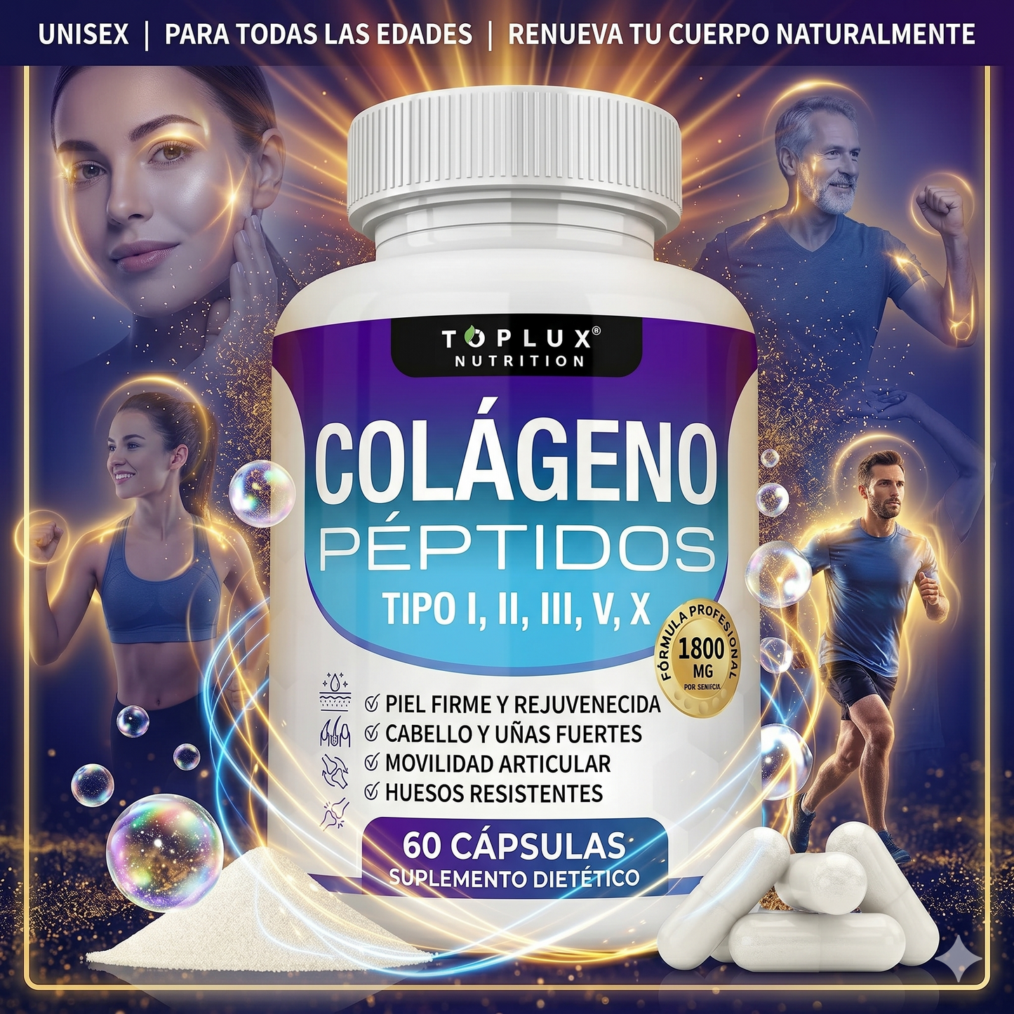 OmniColágeno Pro: 60 Capsulas De Colágeno Peptides.  💎